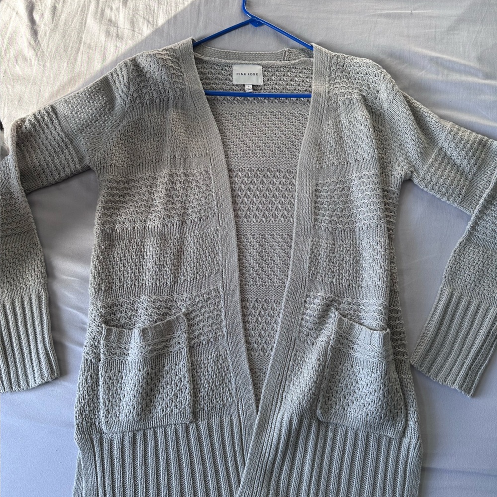 Pink rose gray sweater